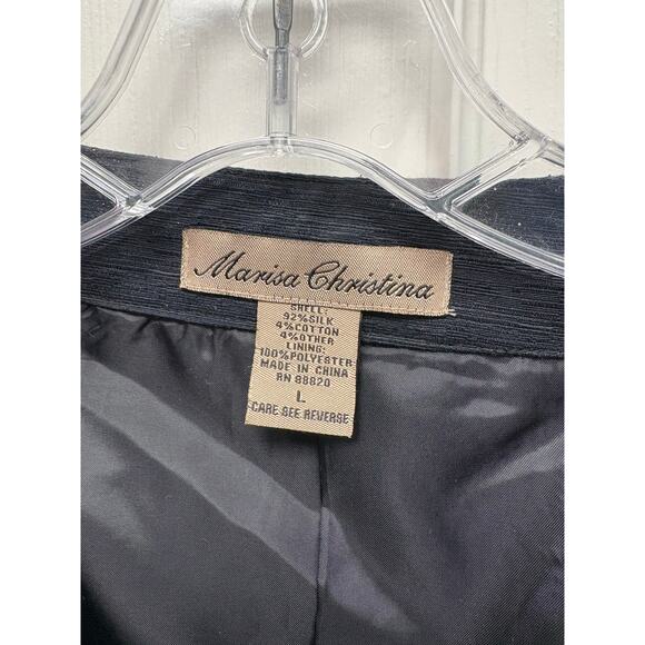 Marisa Christina Black Silk Linen Cropped Jacket, Embroidered, Women's Size L - Picture 2 of 7